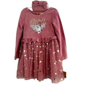 Young Hearts Baby Dress Long Sleeve sequin Head Bow & bloomers 24 M Ballet tulle